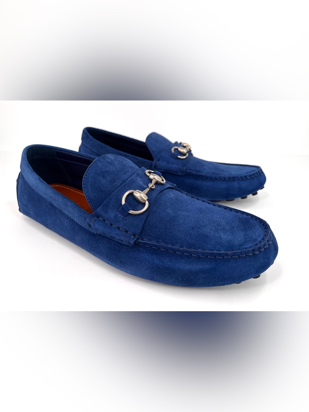 Gucci Men Byorn Horsebit Blue Suede Driver Logo Loafers UK 9.5 - US 10 - EU 43.5 - Picture 11 of 11